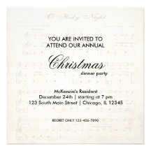 Christmas Song Personalized Invitations