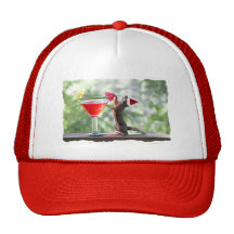 Christmas Squirrel Drinking a Cocktail Trucker Hat