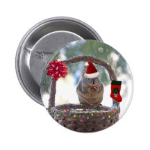 Christmas Squirrel in Snowy Basket Pin
