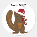Christmas Squirrel with Cute Saying Round Stickers
