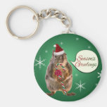 Christmas Squirrel with Snowflakes Key Chains