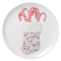 Christmas stocking candy cane plate