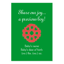Christmas themed pocket birth announcement business card template