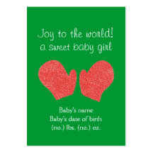 Christmas themed pocket birth announcement business card templates