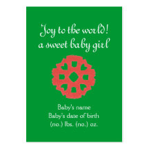 Christmas themed pocket birth announcement business card