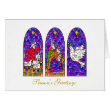 Christmas three stained glass windows card