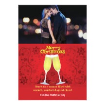 Christmas Toast Holiday Photo Card Personalized Invitations