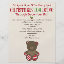 Christmas Toy Drive Striped Bear Flyer