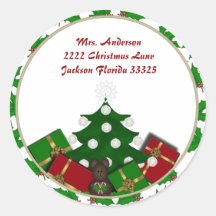 Christmas Tree and presents Christmas Labels Sticker