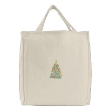 Christmas Tree Embroidered Bag