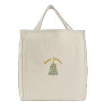 Christmas Tree Embroidered Bag