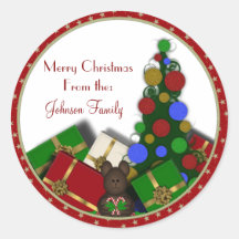 Christmas Tree Gift Round Stickers