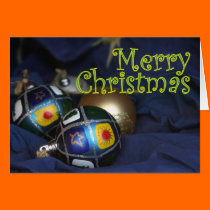Christmas tree ornaments in blue cards