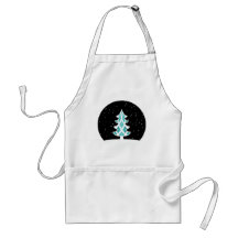 Christmas Tree Ribbons Snowy Sky Blue Apron