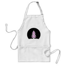 Christmas Tree Ribbons Snowy Sky Purple Aprons