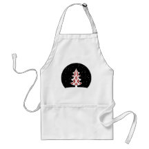 Christmas Tree Ribbons Snowy Sky Red Apron