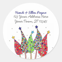 Christmas Trees Address Labels Sticker