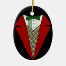 Christmas Tuxedo, Red and Green Elf Christmas Ornament