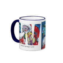 CHRISTMAS W LETTER / SANTA  WITH VIOLIN MONOGRAM COFFEE MUGS
