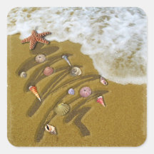 Christmas Washed Up on Shore Square Stickers