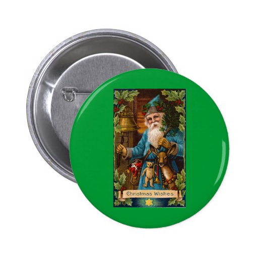 Christmas Wishes Vintage Holiday Art Pinback Buttons