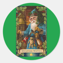 Christmas Wishes Vintage Holiday Art Round Sticker