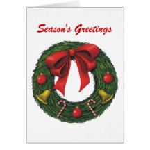 Christmas Wreath, Season's Greetings Greeting Card