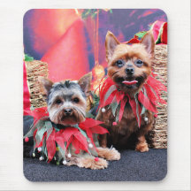 Christmas - Yorkshire Terrier - Chloe and Rocky Mousepads