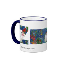 CHRISTMAS Z LETTER / SANTA   RED RIBBON MONOGRAM MUGS
