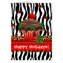 Christmas Zebra Cupcake Leopard Heart Cards