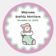 Christmastime Birth Announcement Sticker