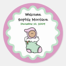 Christmastime Birth Announcement Sticker