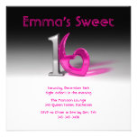 Chrome & Candy Pink Sweet 16 Personalized Invitations