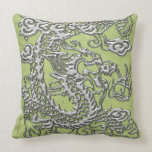 Chrome Dragon on Lime Leather Texture Pillow