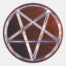 Chrome Pentagram Round Sticker