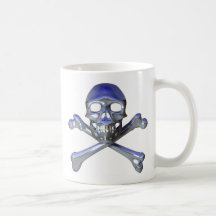 Chrome skull and crossbones coffee mug