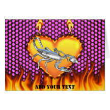 Chromed scorpion design 1 with fire greeting card