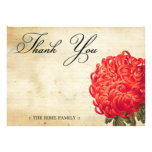 Chrysanthemum Red Vintage Thank You Cards invitations