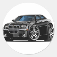 Chrysler 300 Black Car Round Stickers