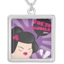 Chubby geisha portrait personalised necklace