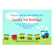 Chugga Choo Choo Train 5x7 Birthday Personalized Invitation