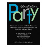 Chunky Block Blue Black Bachelor Party Invitation