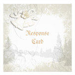 Church bells n floral wedding white invitation