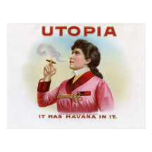 Cigar box label Utopia Post Card