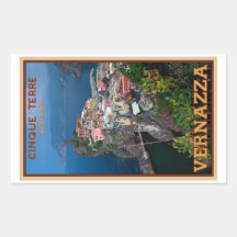 Cinque Terre - Vernazza from Above Rectangular Stickers