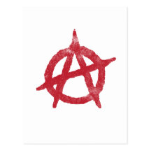 'circle a' anarchy symbol postcard