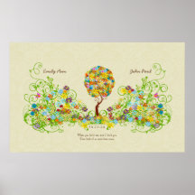 Circle Flower Tree Thin Damask Print background