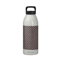 CIRCLES16 BROWN WHITE CIRCLE PATTERNS DIGITAL TEXT REUSABLE WATER BOTTLE