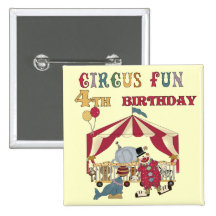 Circus 4th Birthday Tshirts and Gifts Button