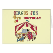 Circus 4th Birthday Tshirts and Gifts Greeting Cards